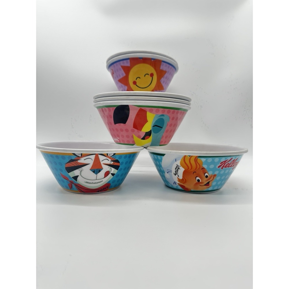Lot of 7 Vintage Style Kellogg's Cereal Melamine Bowls 2014 Tony Toucan Sam